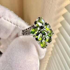 STAUER Imperial Diopside Crystal Ring, Green Romanova Ring, Sterling Silver Ring